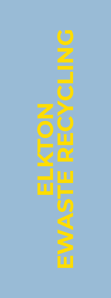 A blue and yellow logo for elkton waste recycling.